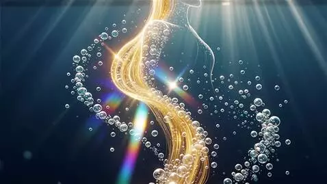 AI Video from prompt: Cinematic macro shot underwater. Sunbeams pierci