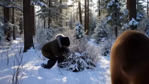 AI Video from prompt: Рассказ таёжника. Я отошёл от зимовья метров на 