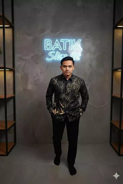 AI Video from prompt: Pria ini bergaya seperti model pakaian. Mundur d