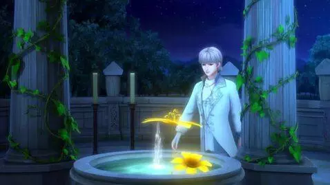 AI Video from prompt: In a moonlit courtyard hidden behind stone walls