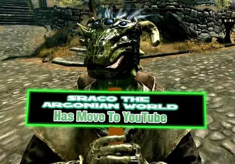 AI Video from prompt: Argonian lizard dude is holding a sign looking a