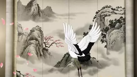 AI Video from prompt: Старинный японский свиток эмакимоно медленно ожи