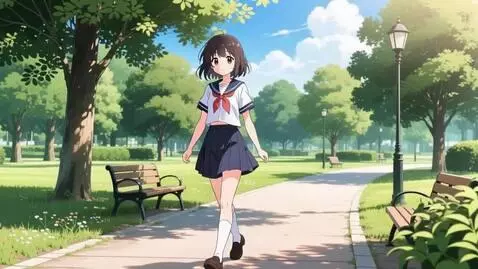 AI Video from prompt: аниме девушка гуляет в парке