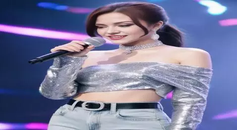 AI Video from prompt: The girl sings a song and walks around the hall 