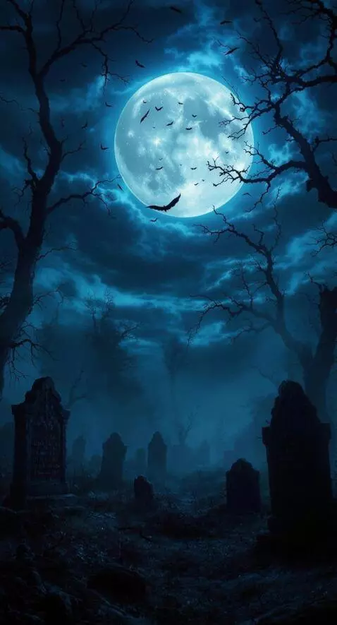 AI Video from prompt: Ночной мрачный лес под огромной полной луной. Ка