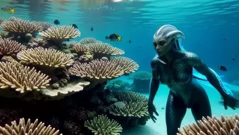 AI Video from prompt: Meeting the Nommo by the silver blue reef. Bloom