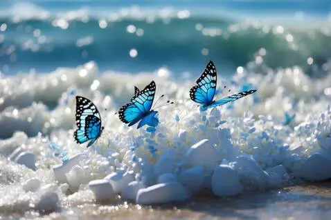 AI Video from prompt: Макросъемка: камера плавно скользит над галькой,