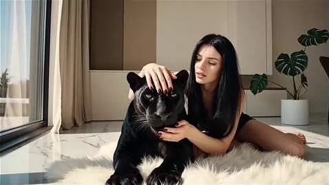 AI Video from prompt: молодая брюнетка с длинными черными волосами, си