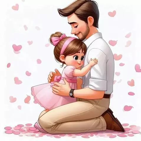 AI Video from prompt: Отец обнимает дочь и берет ее на руки