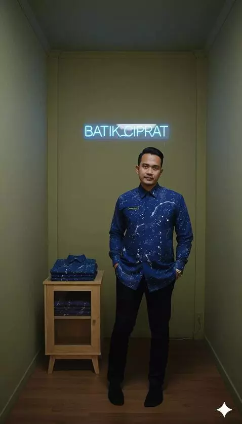 AI Video from prompt: Pria ini bergaya seperti model. Sedikit berputar