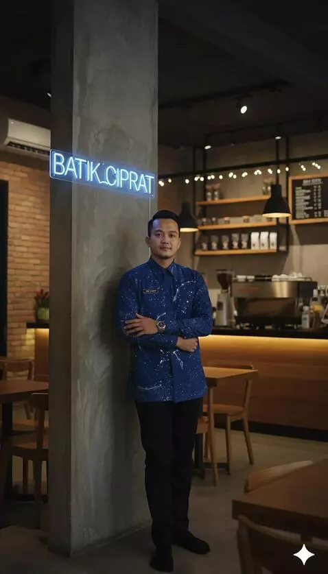 AI Video from prompt: Pria ini bergaya seperti model. Sedikit melangka