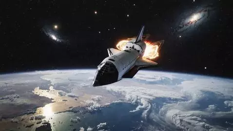 AI Video from prompt: Вид из космоса космический шаттл входит в атмосф