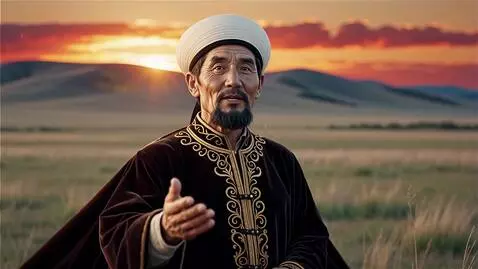 AI Video from prompt: A realistic portrait of Abai Kunanbayev, the 19t