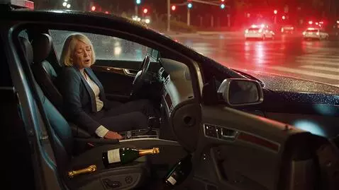 AI Video from prompt: HIllary Clinton being pulled over in  a red ligh