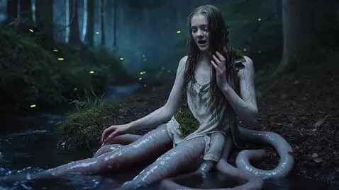 AI Video from prompt: at night, 21 age white skin with deep veins scan