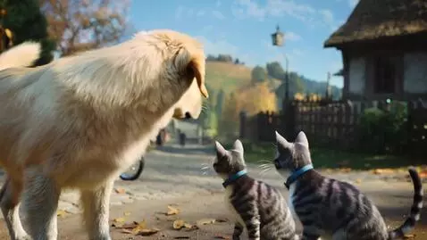 AI Video from prompt: сделай видео где собака  ругает котов за то что 