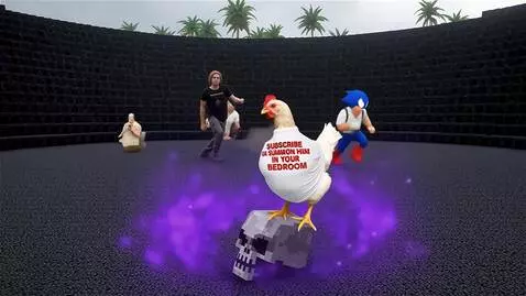 AI Video from prompt: Chicken Interrupted the Summoning Ritual”  Tarza