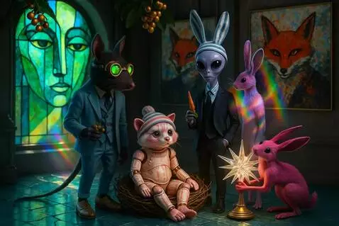 AI Video from prompt: The rabbit picks up star and hops gives it to th