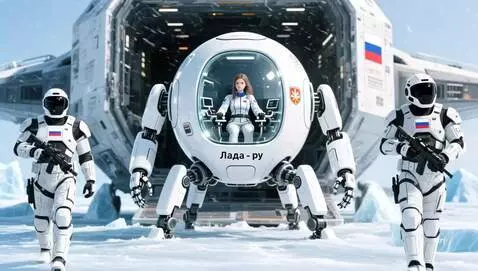 AI Video from prompt: Робот в шарообразной форме, и солдаты идут на на