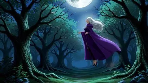 AI Video from prompt: An ethereal witch gracefully rises above a forre