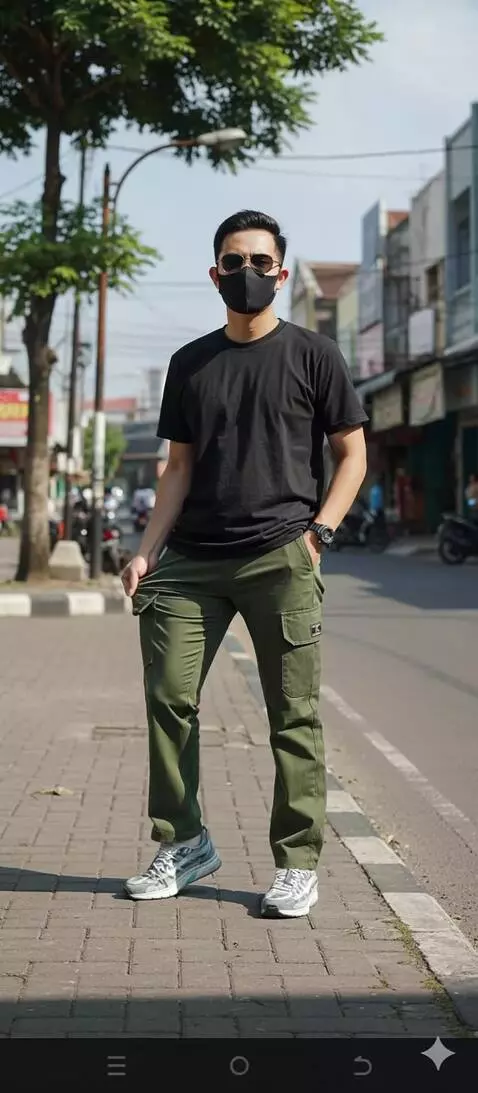 AI Video from prompt: Buat model sedang memperagakan celana yang sedan