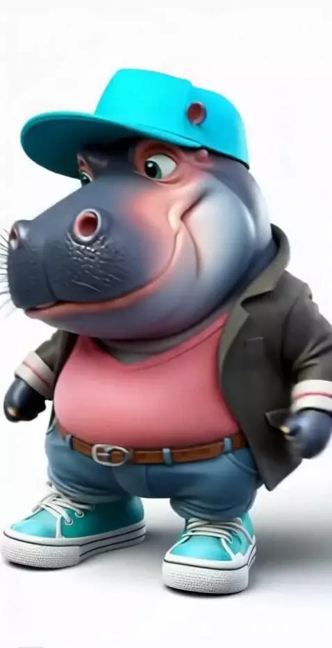 AI Video from prompt: Бегемот танцует и дарит сердечко