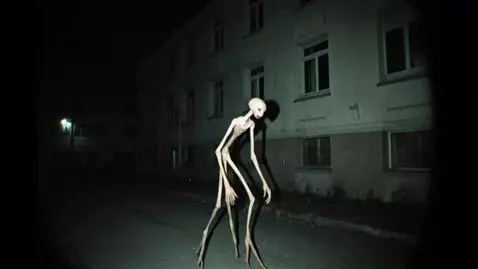 AI Video from prompt: A creepy otherworldly long thin monster with no 