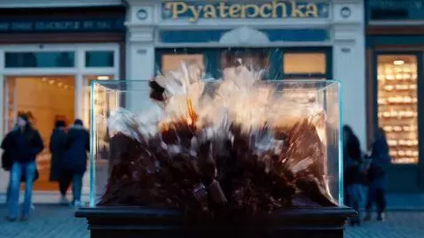 AI Video from prompt: Pyaterochka explodes because of the liquid choco