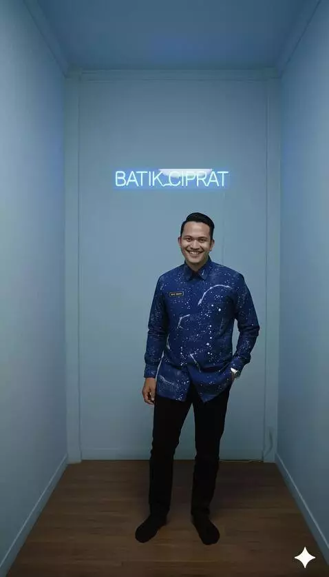 AI Video from prompt: Pria ini bergaya seperti model baju. Berputar se