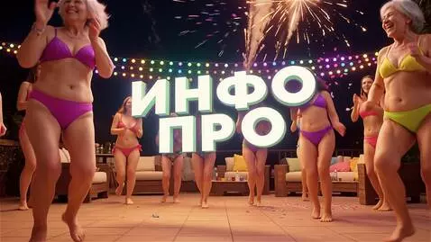 AI Video from prompt: Крутящаяся 3D надпись -"ИНФОПРО" вокруг танцуют 