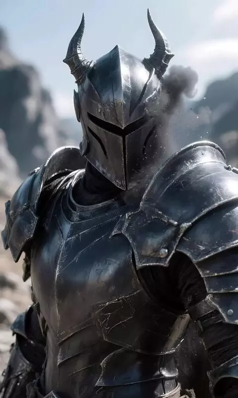 AI Video from prompt: The demonic knight turns into a dark cloud of sm