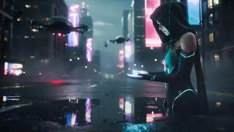 AI Video from prompt: Style: 2099 year. Cyberpunk cinematic short film