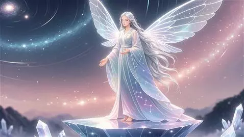 AI Video from prompt: An ethereal goddess with flowing silver hair and
