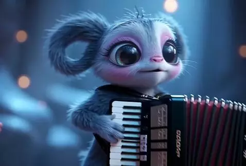 AI Video from prompt: He stands in the square and plays a small accord