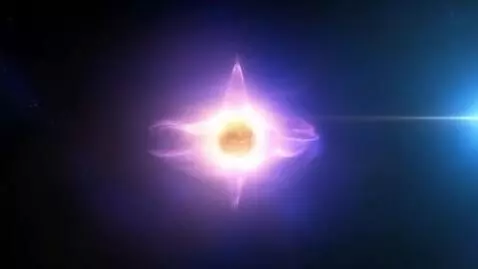 AI Video from prompt: A glowing hydrogen atom appears.  Zoom into the 