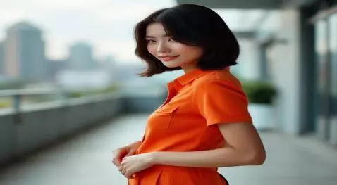 AI Video from prompt: She smiles and walks towards the viewer in confi