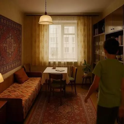 AI Video from prompt: Мальчик после школы включает телевизор и идет к 