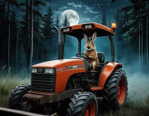 AI Video from prompt: заяц открывает рот, камера в летает в рот зайцу 