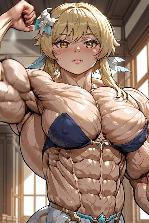Bodybuilder female, flexing pose, pec bounce, pe
