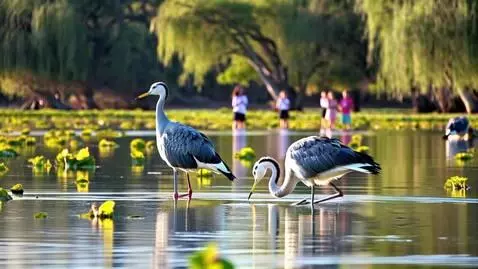 AI Video from prompt: Grey crowned cranes dancing in African wetland w