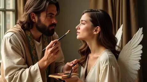 AI Video from prompt: Jesus doing the angels makeup
