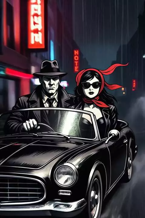 AI Video from prompt: Conducen a alta velocidad,adrenalina,mafia,neon 