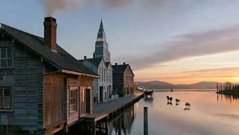 AI Video from prompt: Start with a quiet dawn beside a calm river: sof