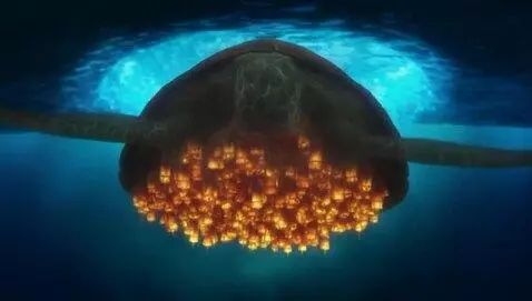 AI Video from prompt: An ocean without shores. A giant turtle (with a 