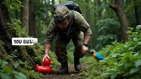 AI Video from prompt: A fully kitted grunt is sneaking in the forest, 