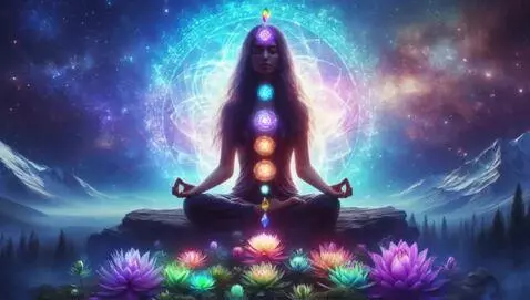 AI Video from prompt: Cosmic Energy & Crystals**  
*"A wide-angle view