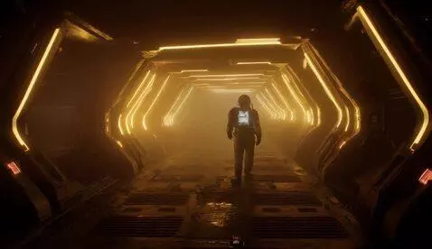 AI Video from prompt: A lone astronaut exploring a derelict alien spac