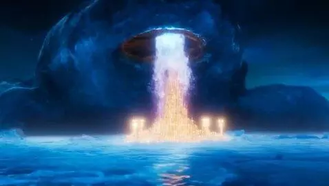 AI Video from prompt: A frozen lake. A whale from the ice (with a city