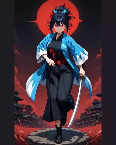 AI Video from prompt: The woman fights using her Japanese katana sword