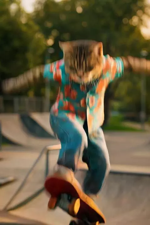 AI Video from prompt: Salta con el skateboard,adrenalina,vertigo,cinem